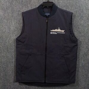 General Dynamics Vest Mens Medium Navy Quilted Canvas Bath Iron Works Insulated